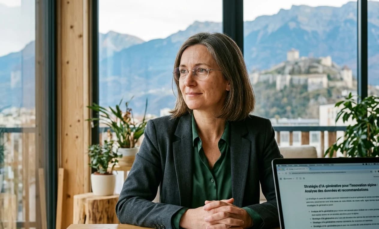 Cliente en situation de travail après une mission de conseil IA Générative à Grenoble