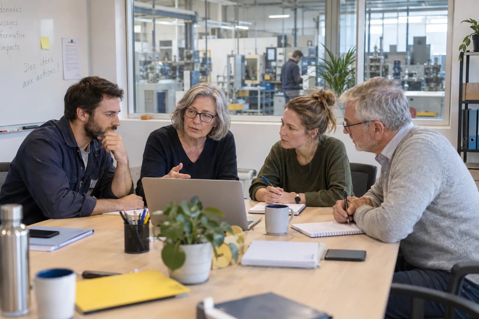 Illustration : atelier en équipe dans un environnement industriel