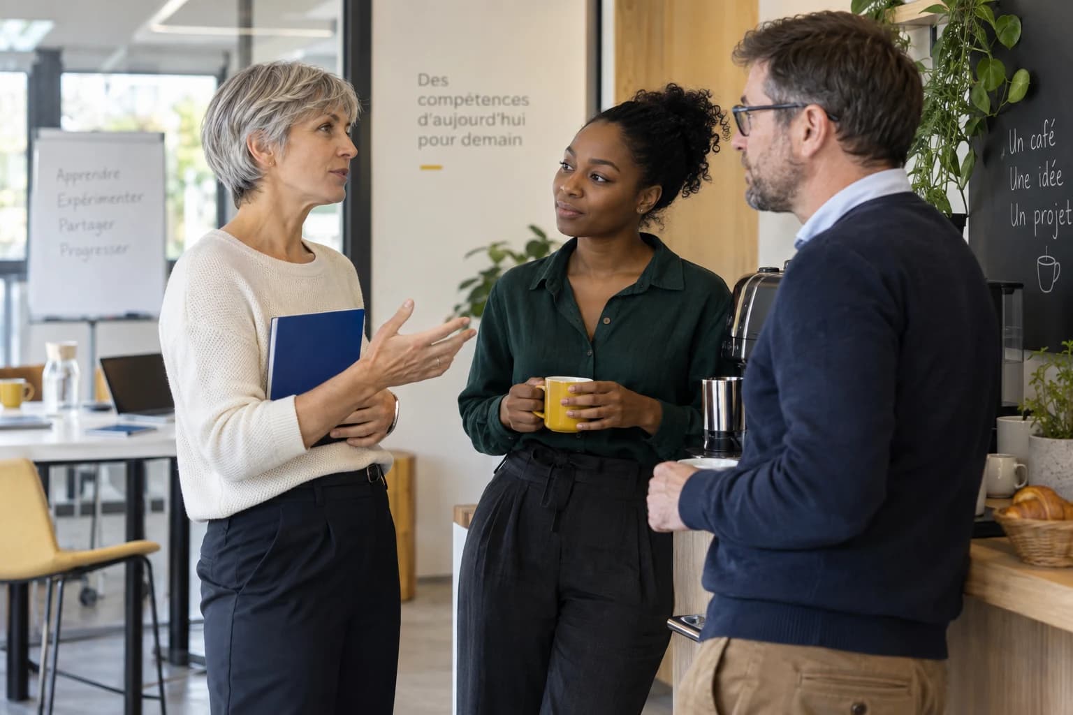 Participants de formation IA Générative en discussion après une session