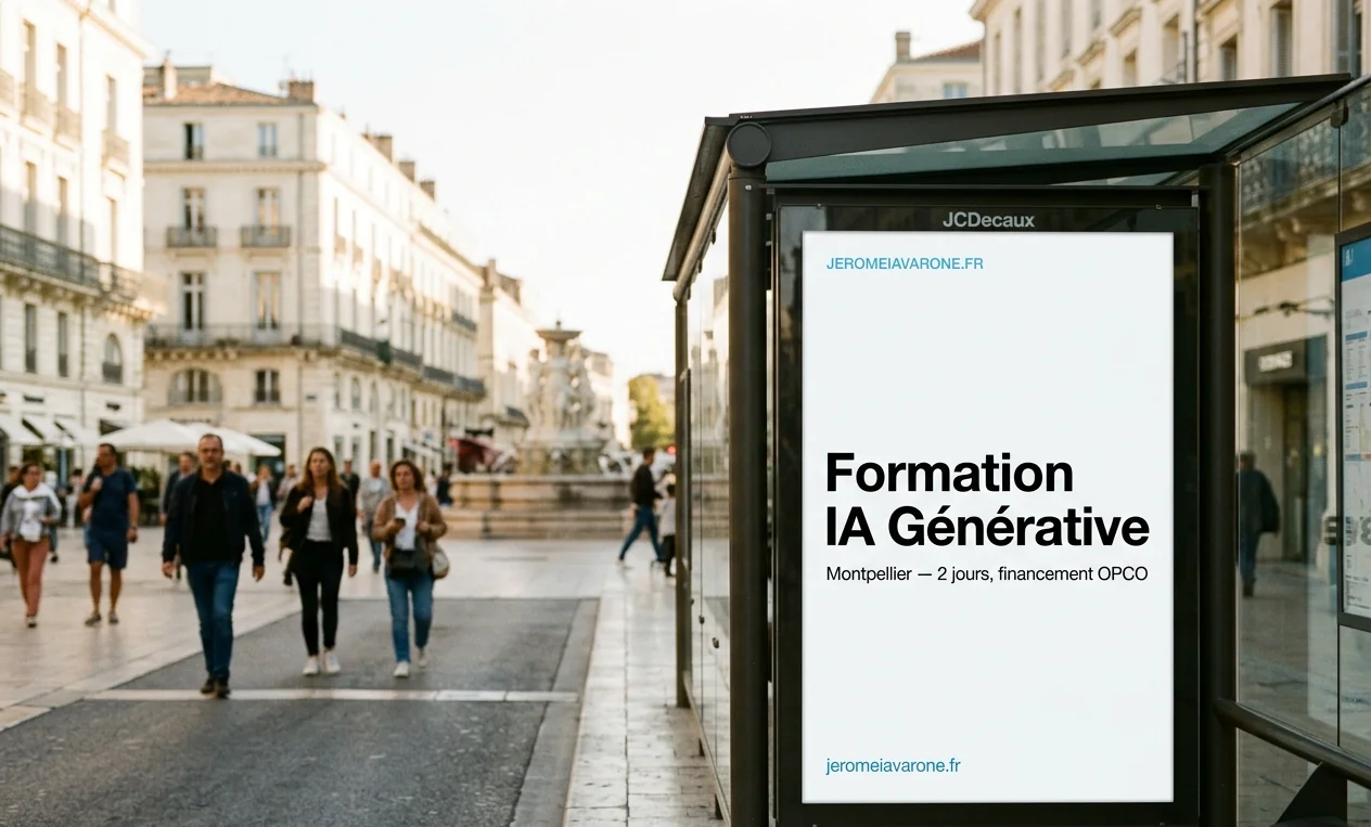 Affiche jeromeiavarone.fr : Formation IA Générative Montpellier